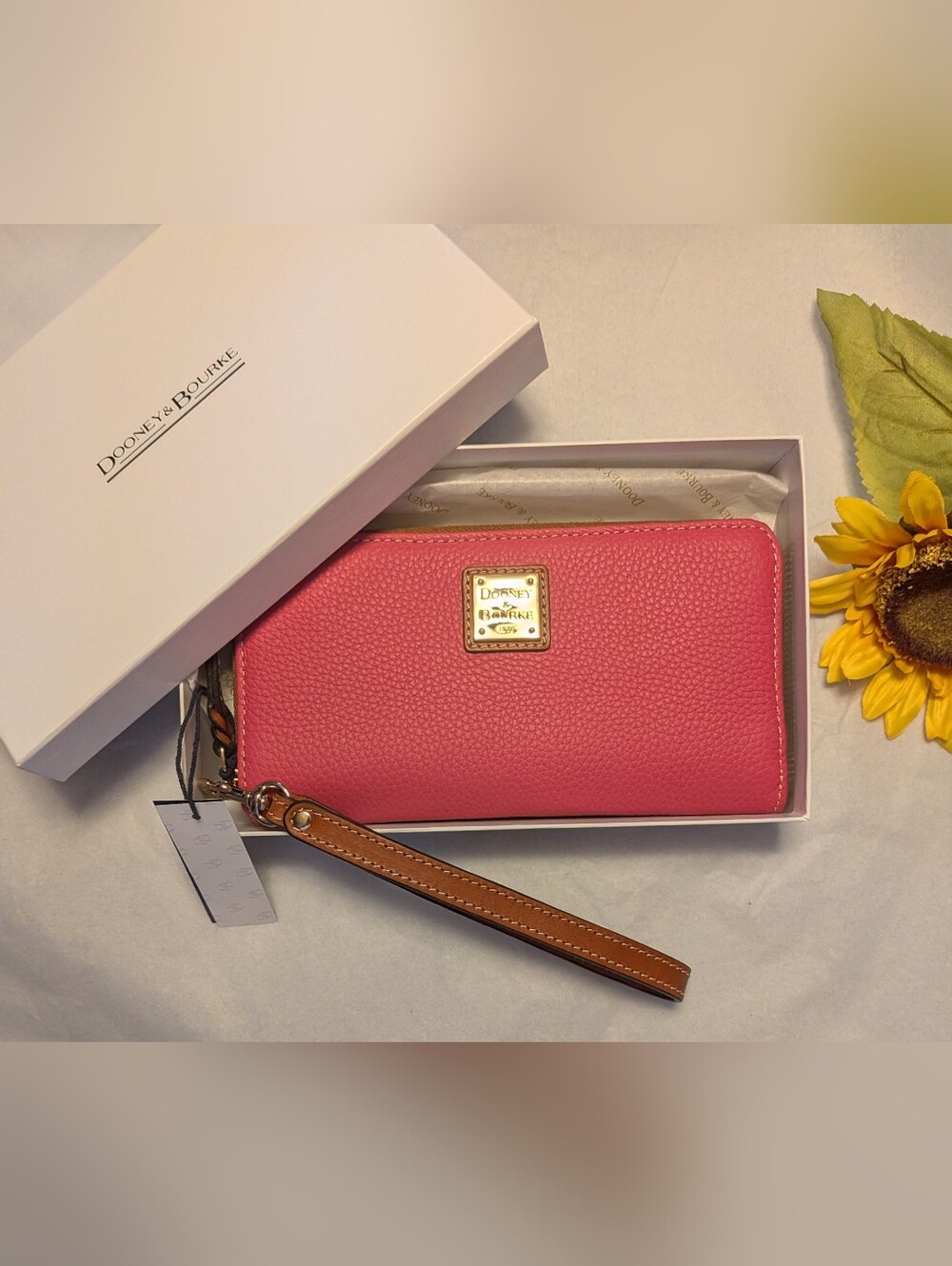 NWT! Dooney & Bourke HOT PINK Pebble Leather Zip-Around Wallet